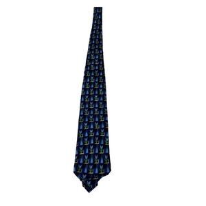 Ermenegildo Zegna Blue Flower Printed Silk Tie Made In Italy